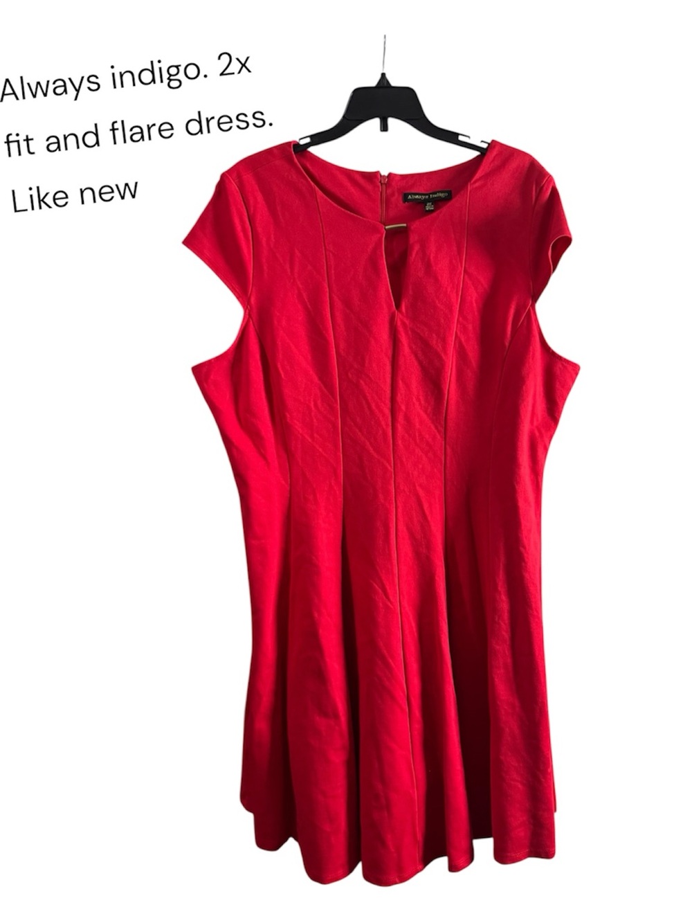 Women's Red Fit-and-Flare Dress, Size 2X
